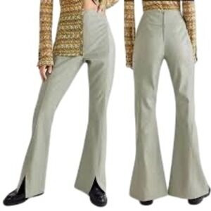 Free People We The Free Real Deal Slit Hem Vegan Leather Pants, Seagrass Size 24